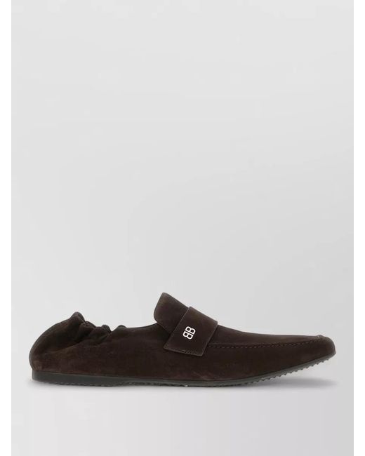 Balenciaga Brown Palermo Suede Loafers Round Toe Rubber Sole for men