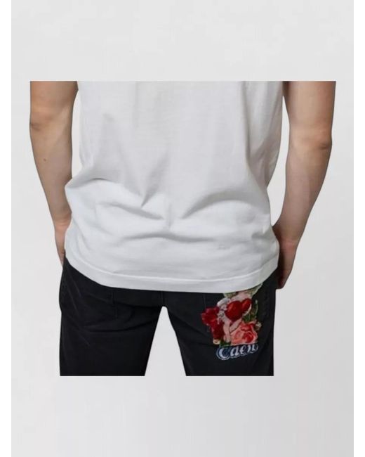 Dolce & Gabbana White Logo Embossed Cotton Crewneck T-Shirt for men