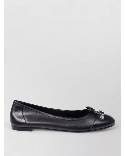 Balenciaga Blue Ballet Flats Bow Detail Metal Accents Round Toe
