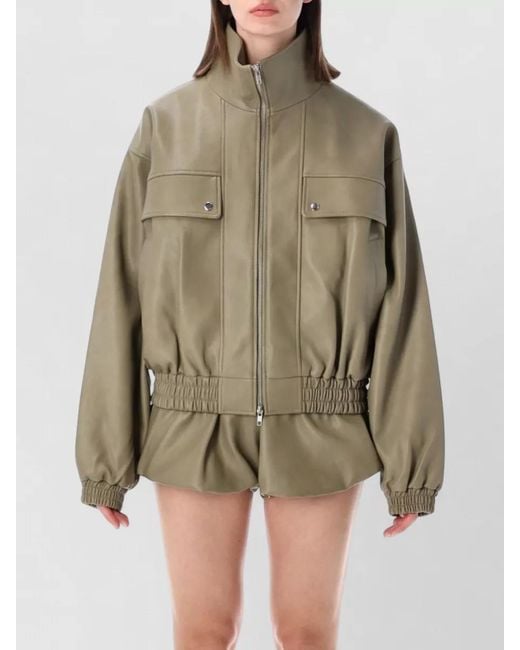 Frankie Shop Natural Nolita Faux Leather Stand Collar Bomber