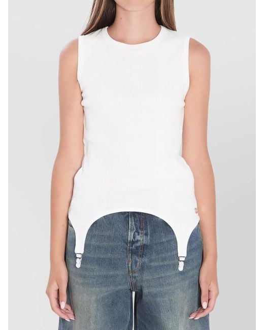 Jean Paul Gaultier White Tank Top With Lingerie Garter