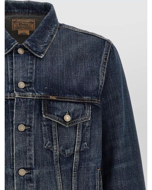 Polo Ralph Lauren Blue Jacket Chest Pockets Contrast Stitching for men