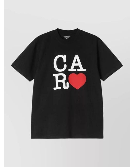 Carhartt Black Organic Cotton Graphic Print Crew Neck T-Shirt for men