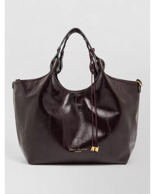 Gianni Chiarini Black Dua Tote Bag Detachable Strap Top Handles