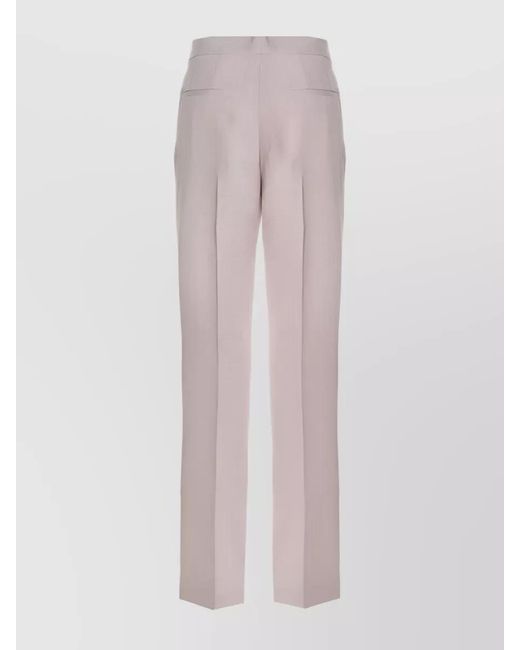 Jil Sander Pink Silk Straight Leg Tailored Trousers