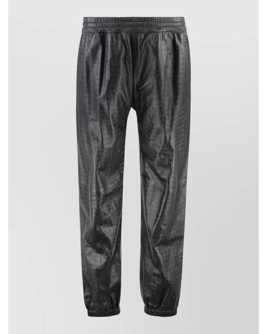 Givenchy Gray Lamb Leather Elasticated-Cuff Loose-Fit Trousers for men