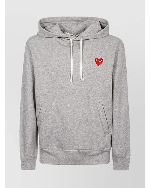 Comme des Garçons Gray Cotton Logo Hoodie for men