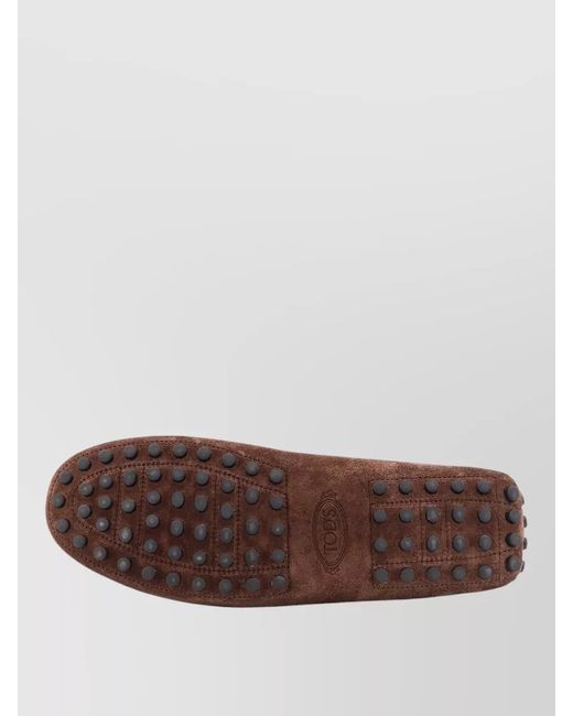Tod's Brown Suede Moc Toe Loafers Rubber Sole for men