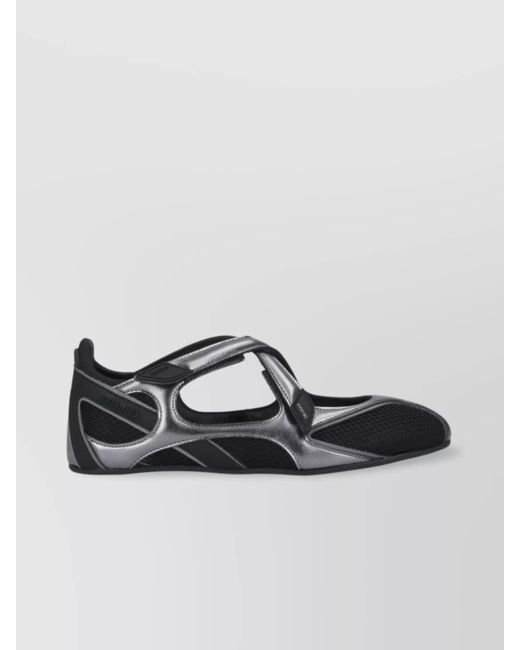 The Attico Black Mesh Ballet Flats Metallic Finish