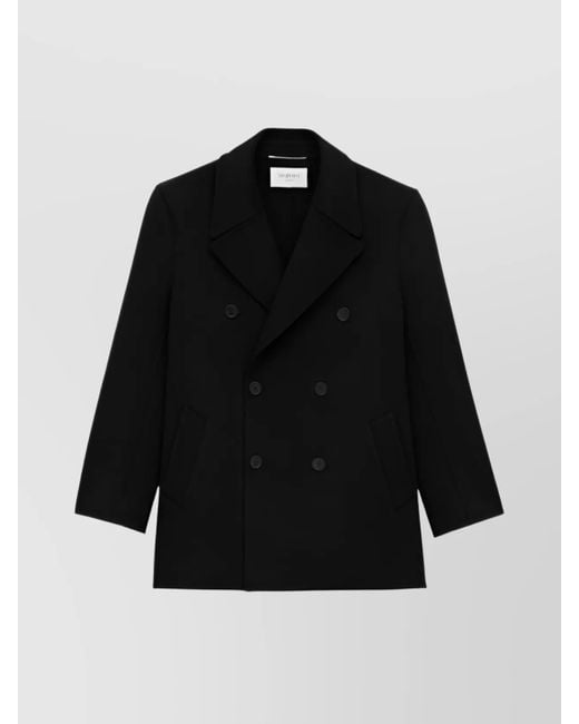 Saint Laurent Black Wool Oversized Double-Breasted Coat for men