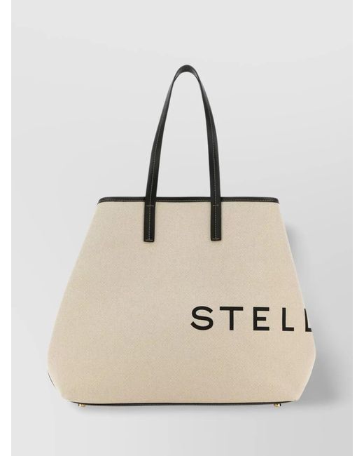 Stella McCartney Natural Stella Logo Canvas Shoulder Bag