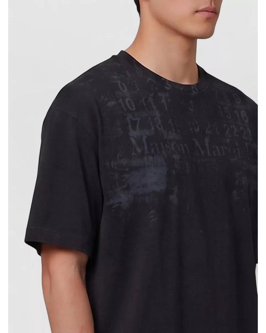 Maison Margiela Black Cotton Oversized Printed T-Shirt for men