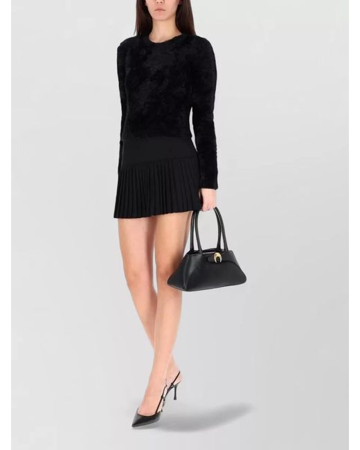 MARINE SERRE Black Knitwear Mini Dress Pleated Skirt