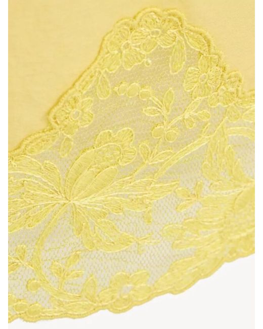Saint Laurent Yellow Cotton Pareo Skirt Drawstring Waist Lace