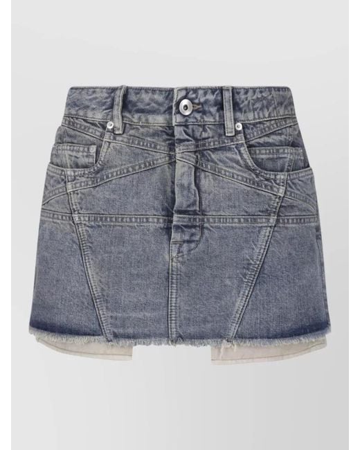 Rick Owens Blue Midi Denim Skirt