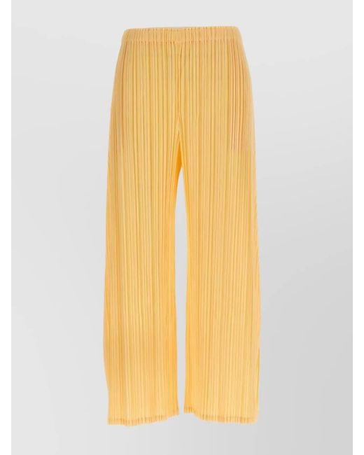 Pleats Please Issey Miyake Yellow Mellow Pleats Wide-Leg Trousers