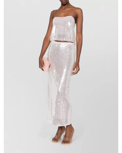 Forte_forte White Sequined Midi Skirt