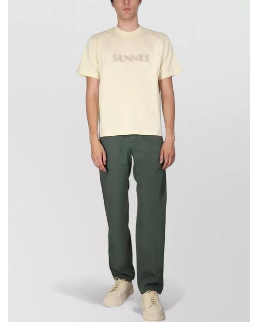 Sunnei Natural Crew Neck Short Sleeve Cotton T-Shirt