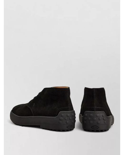 Tod's Black Winter Suede Derby Shoes Rubber Sole for men