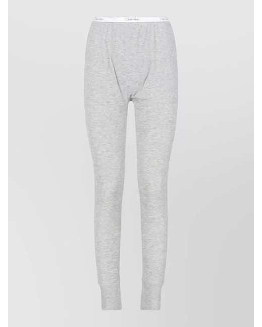 Calvin Klein White Straight Lounge Pant Elastic Waist Rib Cuffs