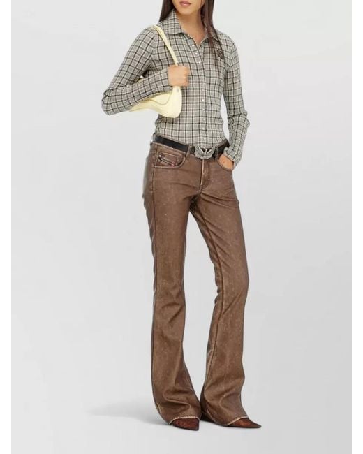 DIESEL Natural Flared Denim Trousers Belt Loops Five Pocket