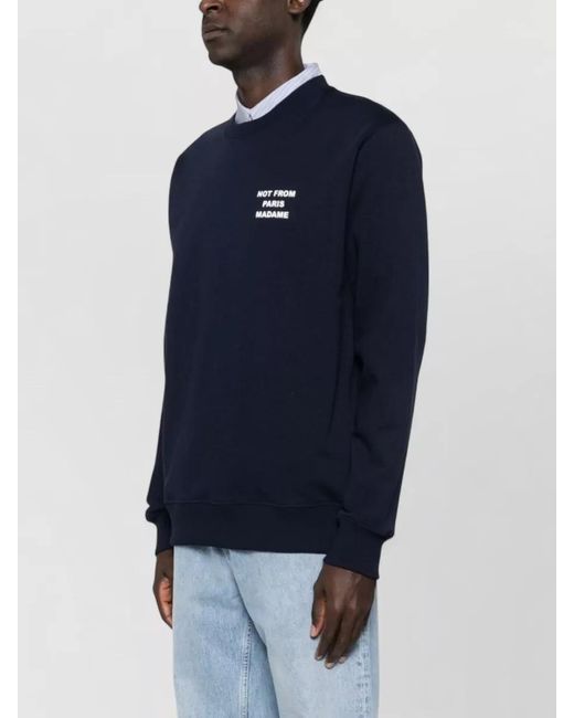 Drole de Monsieur Blue Crew Neck Knit Sweater Long Sleeves for men