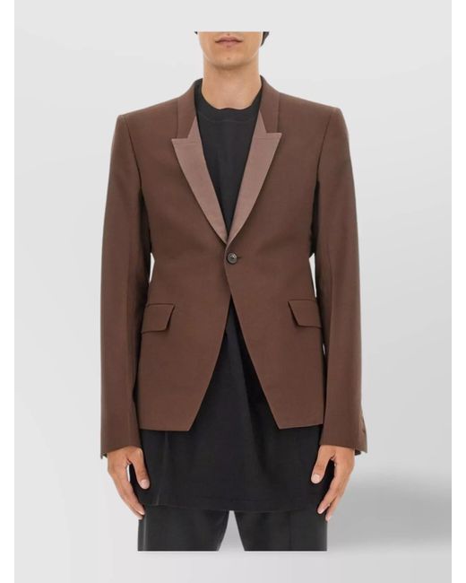 Rick Owens Brown Blazer Fitted Notched Lapel for men