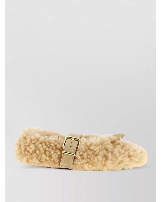 Marni Natural Ballet Slippers Dancer Shoe Faux Fur