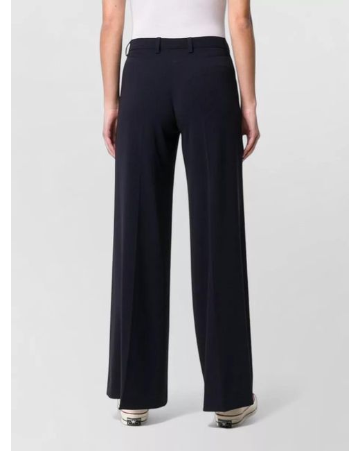 Alberto Biani Blue Wide Leg Cady Trousers Front Pleats Belt Loops