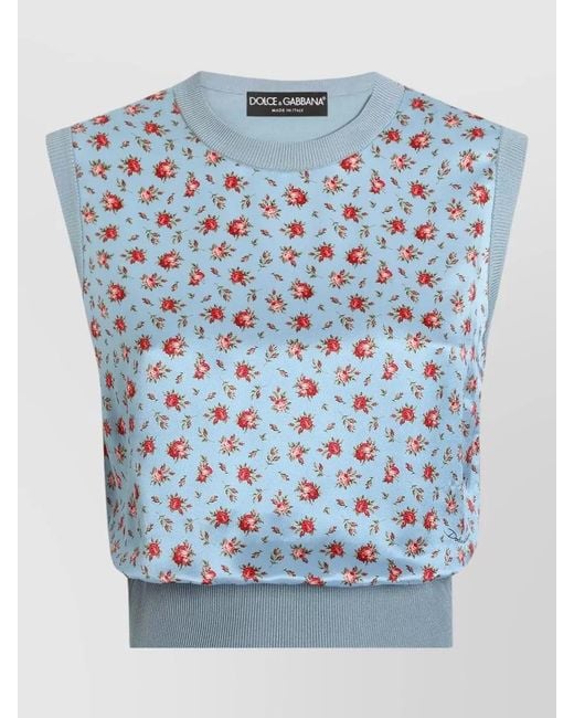 Dolce & Gabbana Blue Silk Tank Top