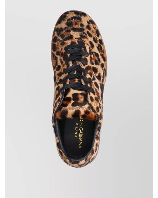 Dolce & Gabbana Brown Low Top Sneakers Leopard Print Rubber Sole
