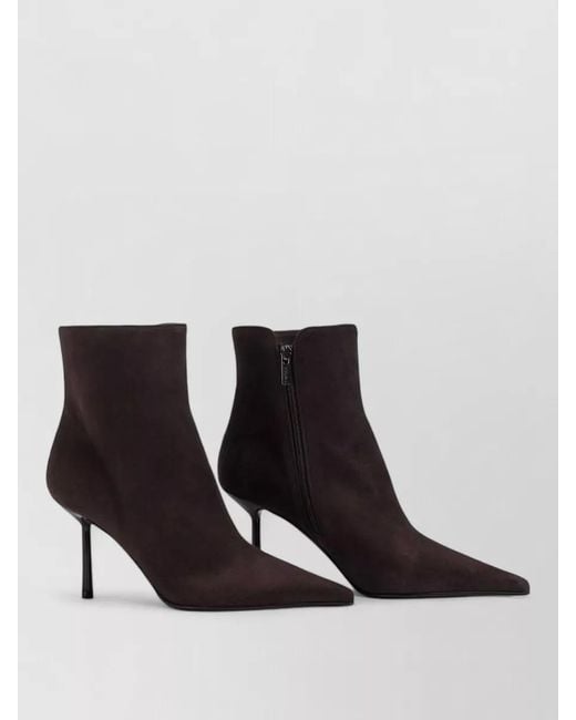 Le Silla White Ankle Boots Pointed Toe Stiletto Heel Suede