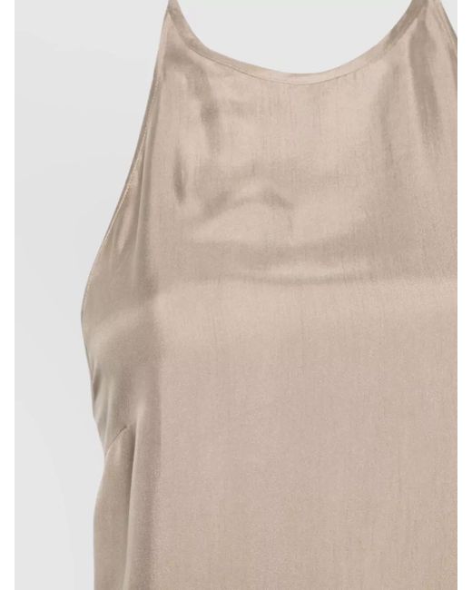 Alysi Natural Silk Halterneck Top Open Back Straps