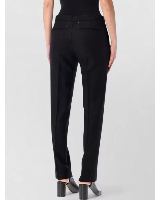 Maison Margiela Black Tailored Pants Front Pleats Drawstring Waistband