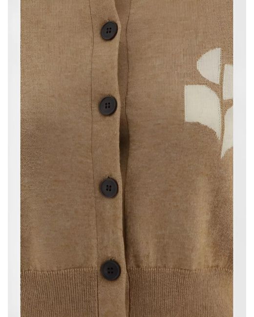 Isabel Marant Natural Cropped Crew Neck Button-Up Cardigan