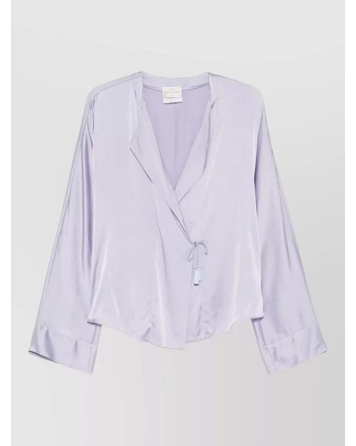 Forte_forte Purple Silk V-Neck Long-Sleeve Blouse