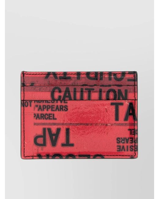 Balenciaga Red Calf Leather Tape Type Card Holder for men