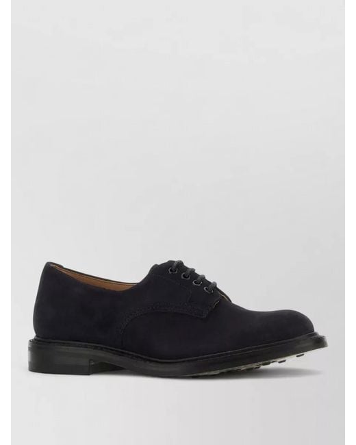 Tricker's Black Daniel Suede Lace Up Shoes Leather for men