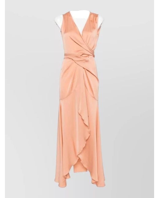 Silk95five Multicolor Shangri Long Dress Asymmetrical Wrap V Neck