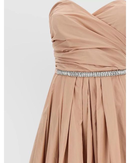 Pinko Natural Dattero Dress Strapless Ruched Bodice Pleated Skirt