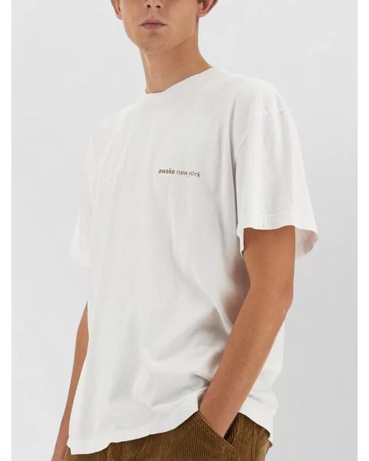 AWAKE NY White Logo Graphic Crew Neck Short Sleeve T-Shirt for men