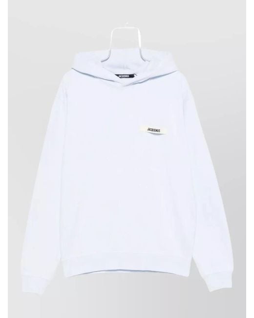 Jacquemus White Cotton Logo Patch Hoodie for men