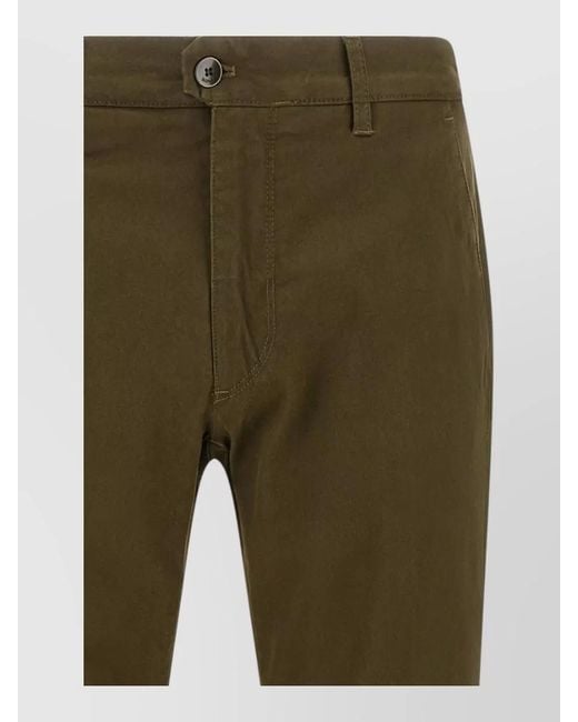 Incotex Green Cotton Trousers Belt Loops Back Pockets for men