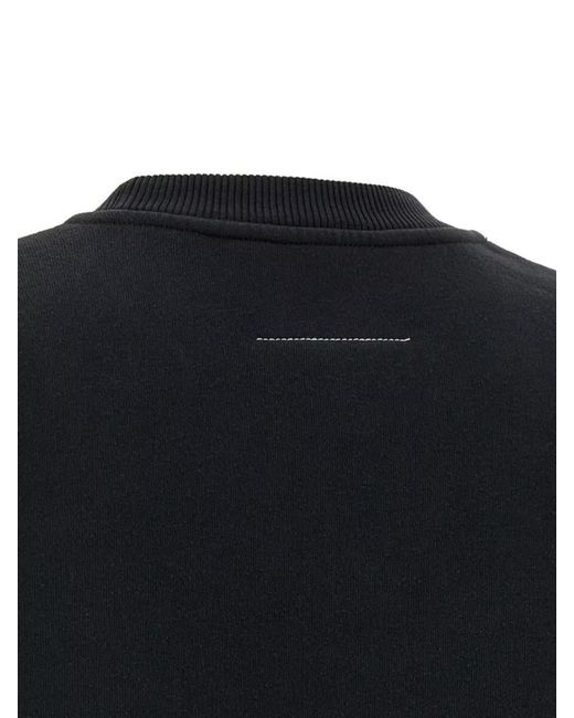 MM6 by Maison Margiela Black Cotton Logo-Patch Sweatshirt