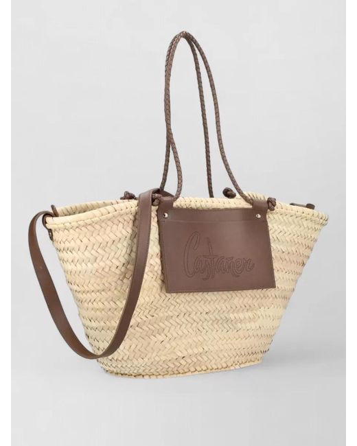 Castaner Natural Shoulder Bag Campania Braided Handles Rectangular