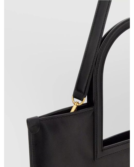 MCM Black Aren Medium Lamb Leather Tote Bag