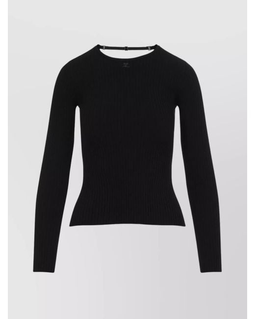 Courreges Black Ribbed Slim-Fit Long-Sleeve Open-Back Knitted Top