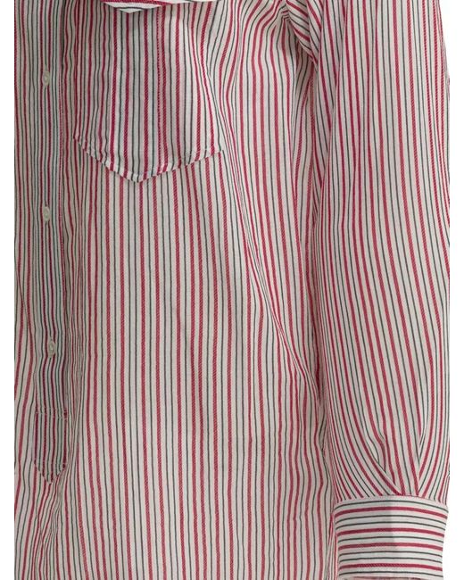 Isabel Marant Pink Striped Shirt Dress Long Sleeves Pocket