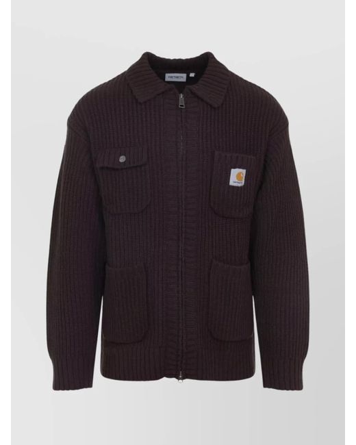 Carhartt Blue Stylish Short Jacket Featuring Pockets for men