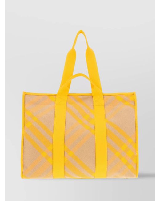 Burberry Yellow Printed Canvas Tote Bag